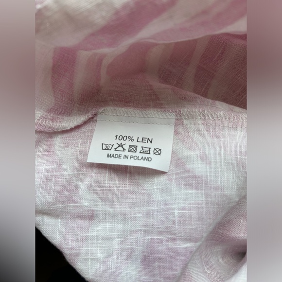 iLinen Womens Shirt Small Organic‎ Linen Resort Vacation Pink Zebra Off Shoulder - Picture 7 of 10